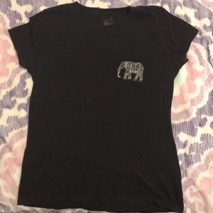 Black T-Shirt with Elephant on Pocket